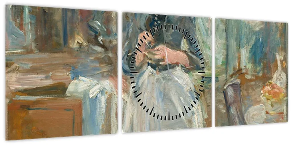 Obraz - Berthe Morisoti, In the Dining Room, reprodukcia (s hodinami) (90x30 cm)