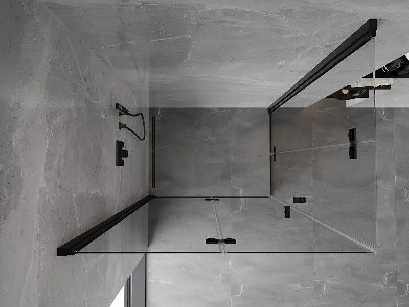 Mexen Mist-F Duo, skladací sprchový kút 120 x 85 cm, číre sklo, čierny profil, 8A6-120L-085P-70-00