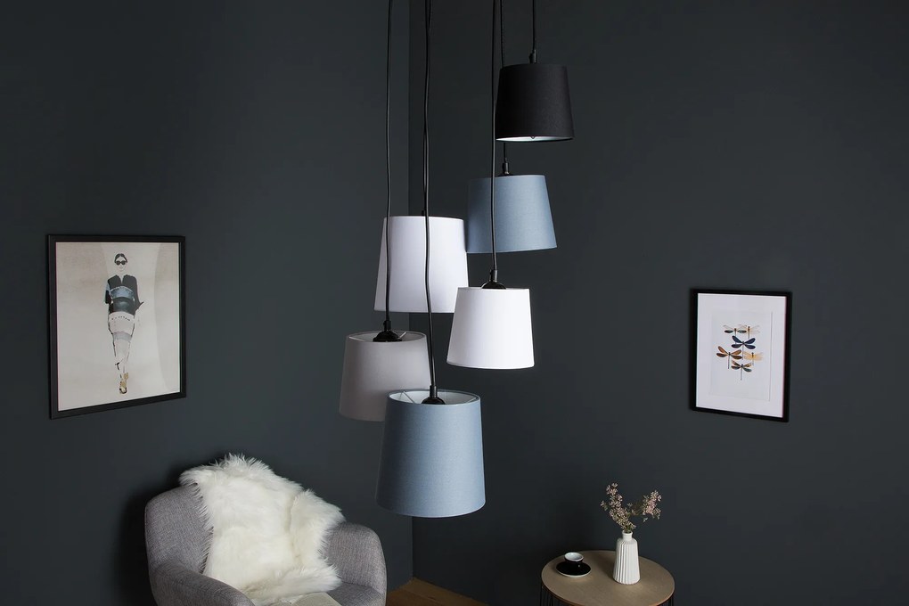 Závesná lampa Levels IV čierna šedá 6 odtieňov