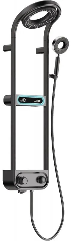 Mexen Peak, sprchová sada s ručnou a dažďovou hlavicou, LED displej, čierna, 78106-70