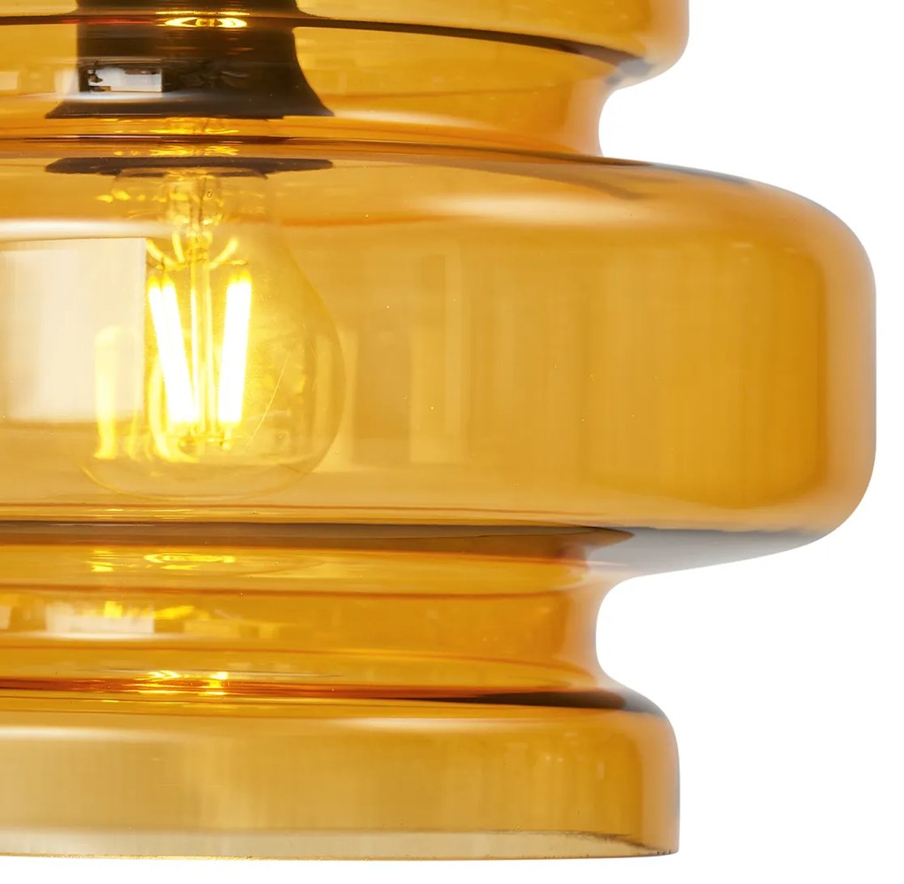 Retro stojacia lampa čierna s oranžovým sklom - Denise