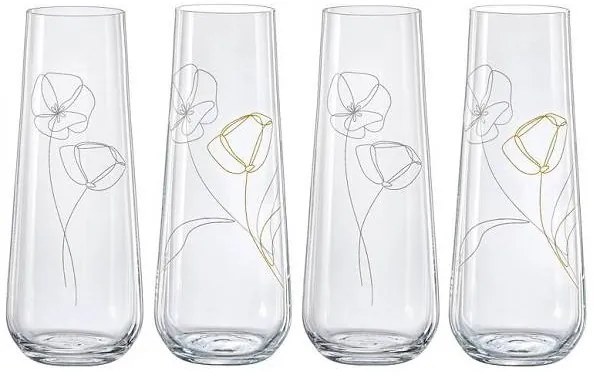 Crystalex Poháre na prosecco FLOWERS 250 ml, 4 ks