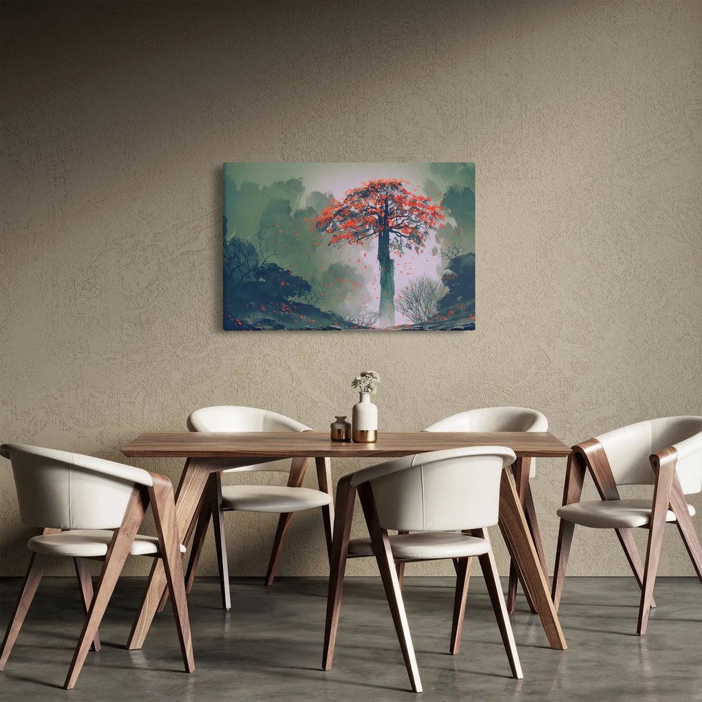 Obraz osamoteného červeného stromu (90x60 cm)