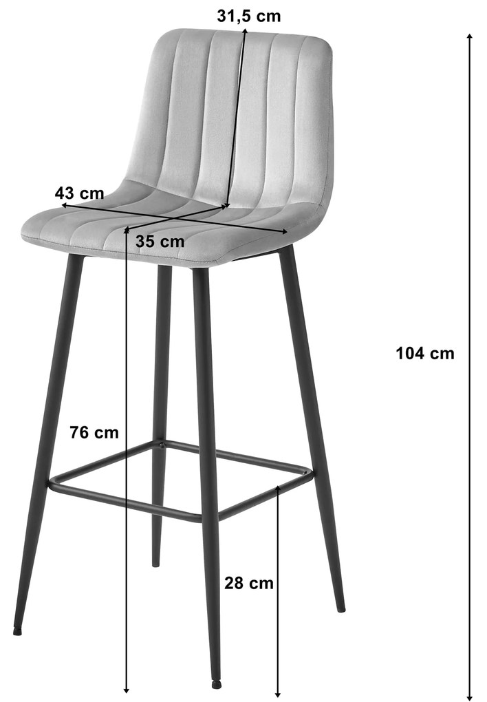Dekorstudio Barová stolička POZZA - tmavosivá