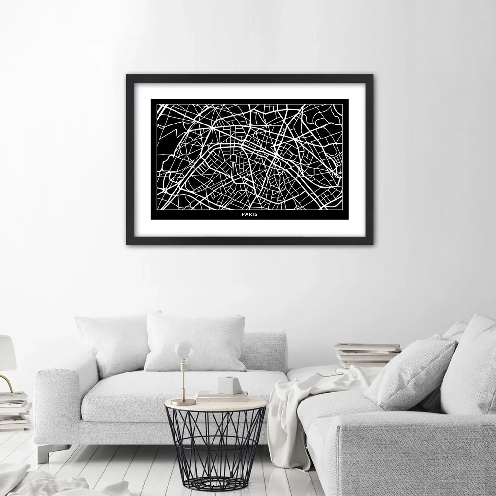 Gario Plagát Plán mesta Paríž Farba rámu: Bez rámu, Rozmery: 60 x 40 cm
