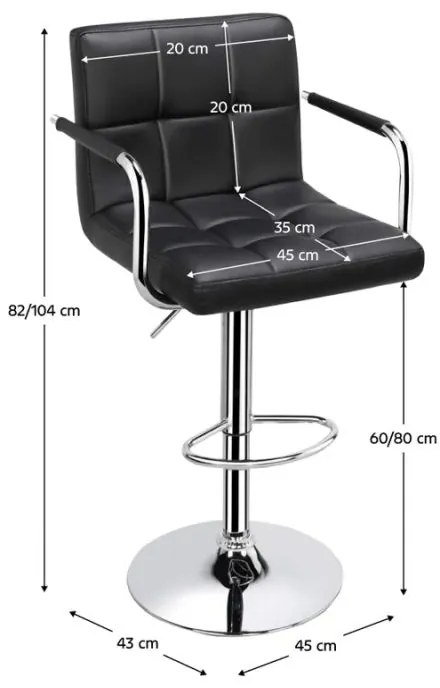 Kondela Barová stolička, čierna ekokoža/chróm, LEORA 3 NEW