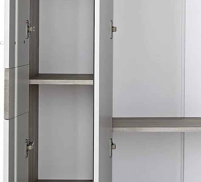 Skriňa Funny, dub strieborný/biela