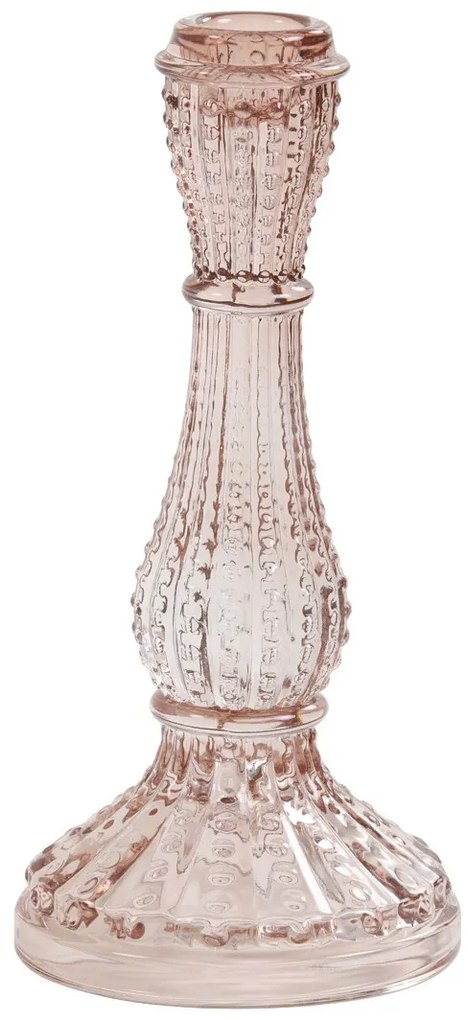 Ružový sklenený svietnik Aguale - Ø 10 * 21 cm