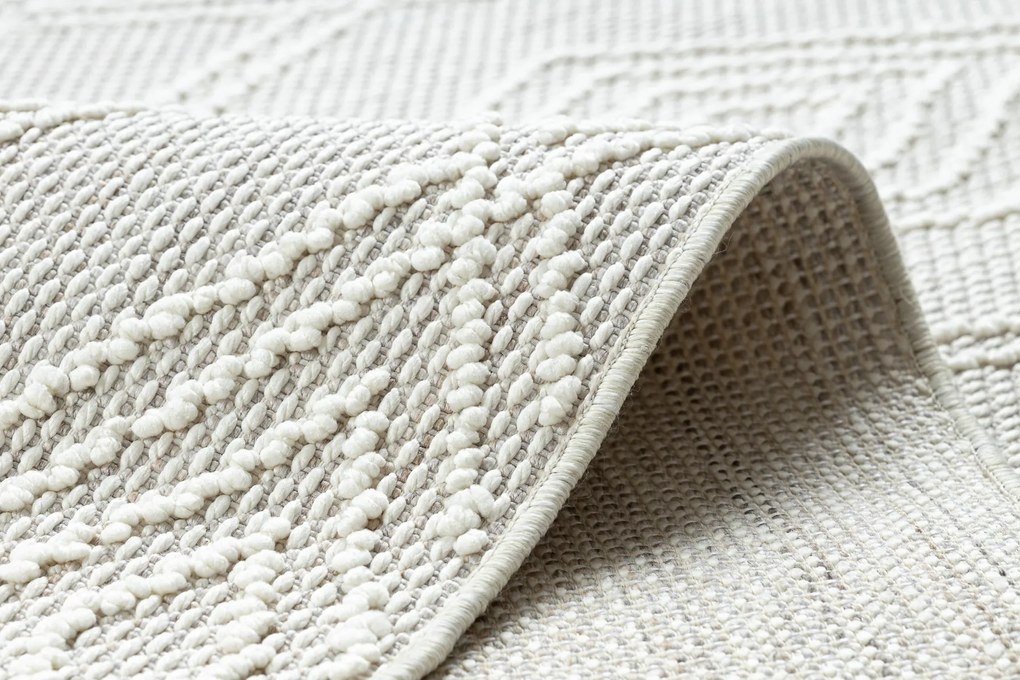 Koberec NANO EN14A Diamanty, slučkový, plocho tkaný, biely