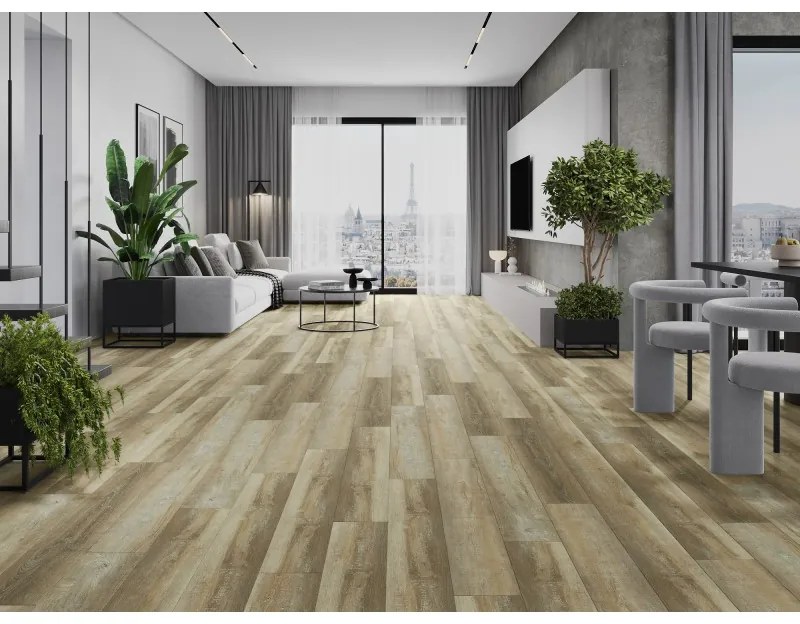 Mexen West Orange, vinylová podlaha 1240x182 mm SPC 6,5 mm, IXPE 1,5 mm, 4-stranná V-drážka, dub, F1009-1240-182-505-4V1-01