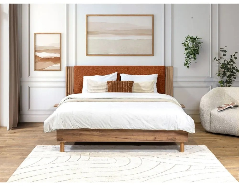 Oranžová dvojlôžková posteľ s roštom 160x200 cm Lior – Bobochic Paris