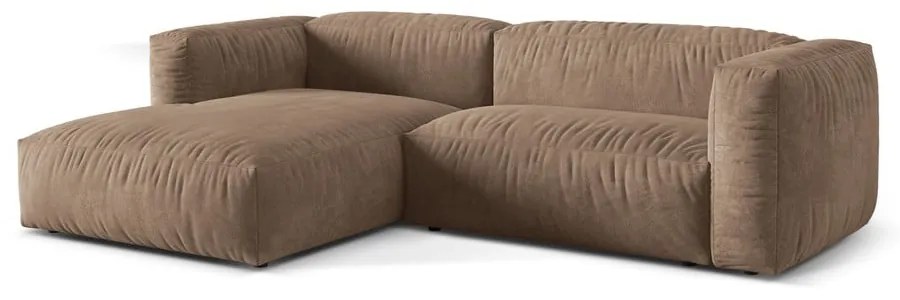 Svetlohnedá zamatová modulárna rohová pohovka (ľavý roh/s leňoškou) Martina – Micadoni