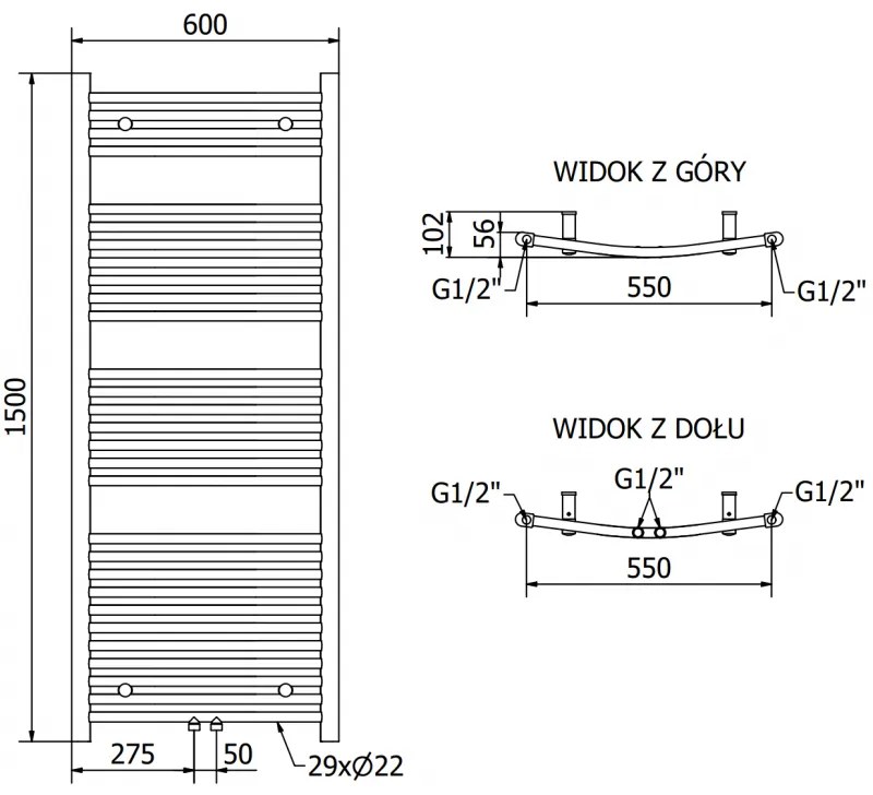 Mexen Ares, elektrické vykurovacie teleso 1500x600 mm + vykurovacia tyč 900 W, čierna, W102-1500-600-6900-70