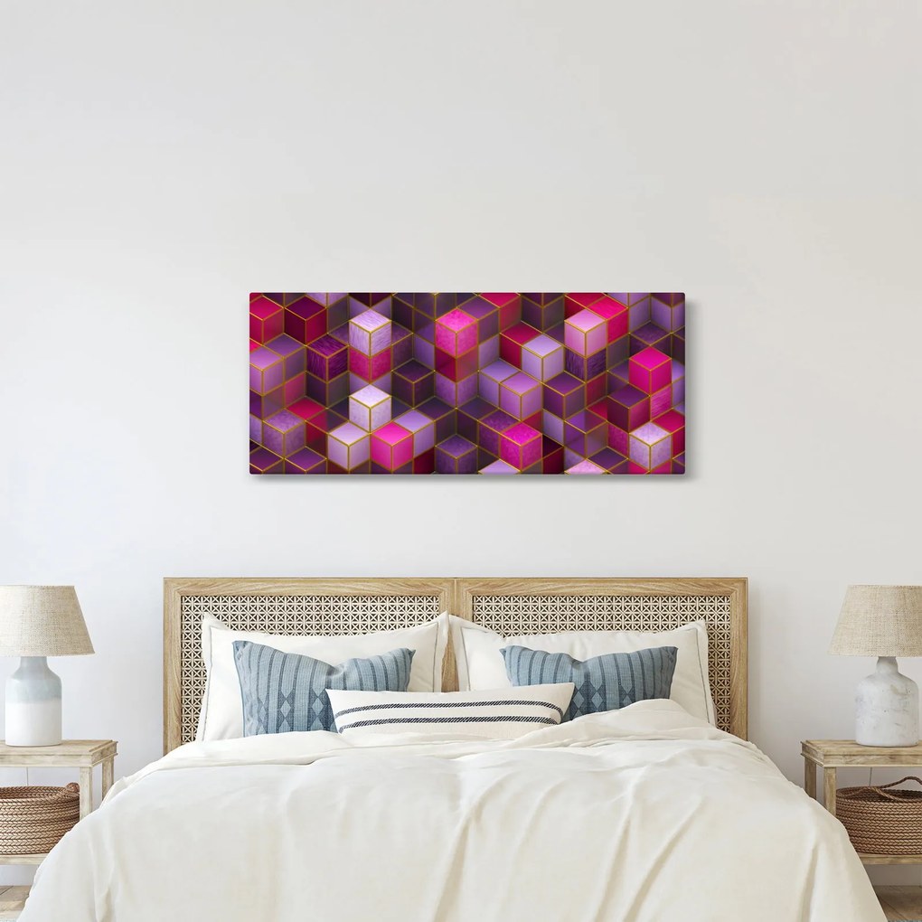 Obraz fialových kociek (120x50 cm)