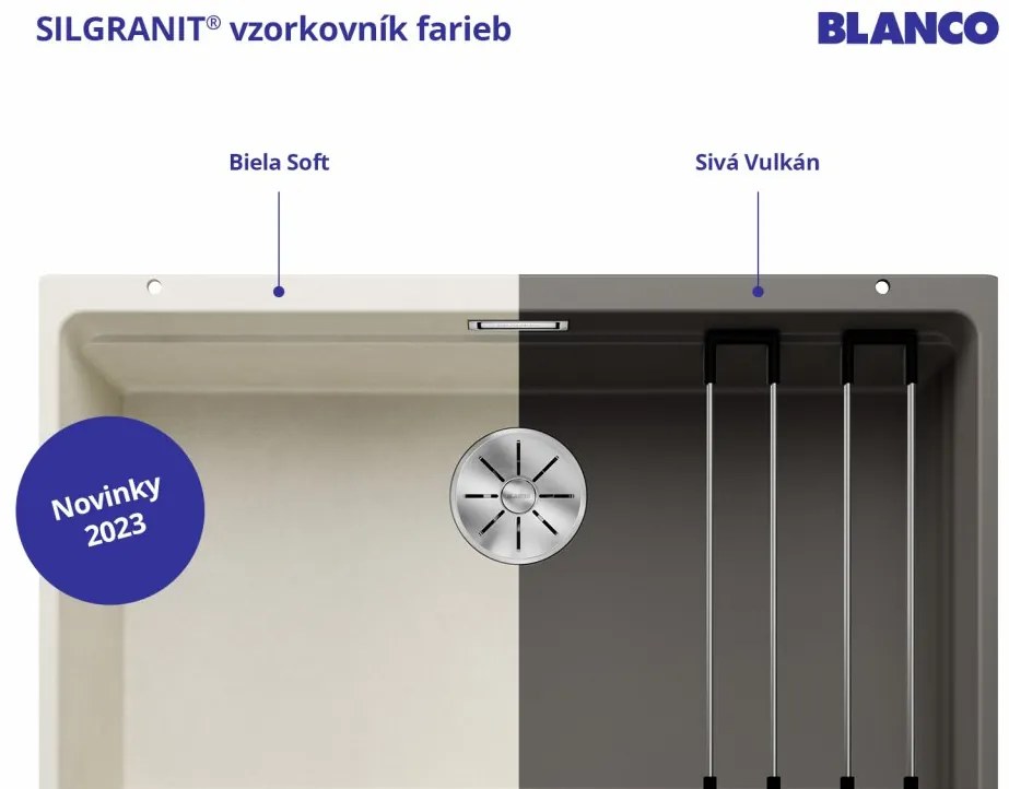 Blanco Subline 400-U, silgranitový drez pod pracovnú dosku 400x400x190 mm, 1-komorový, sivá vulkán, BLA-527349