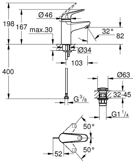 GROHE 24319001 - Umývadlová batéria SWIFT 162 mm lesklý chróm
