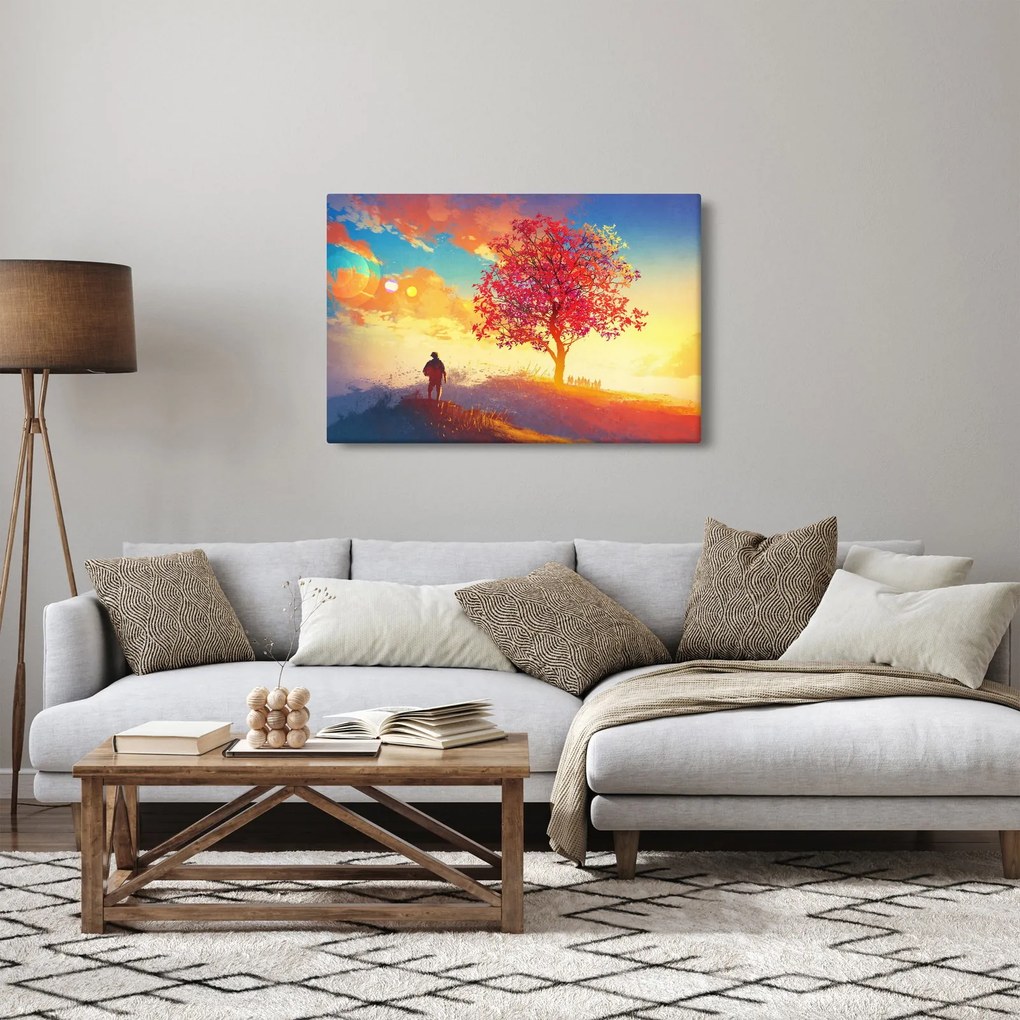 Obraz stromu na kopci (90x60 cm)