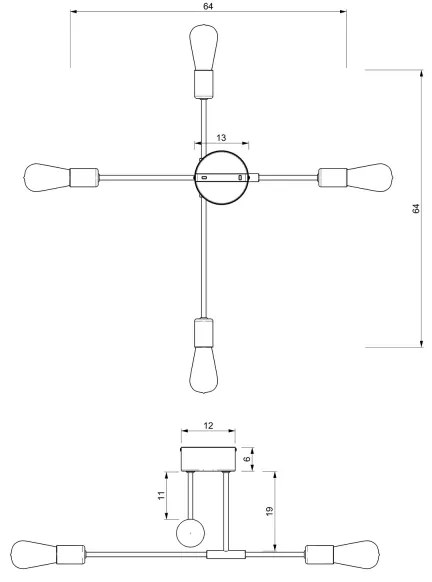 Luster na tyči FLAME 4xE27/60W/230V čierna/lesklý chróm