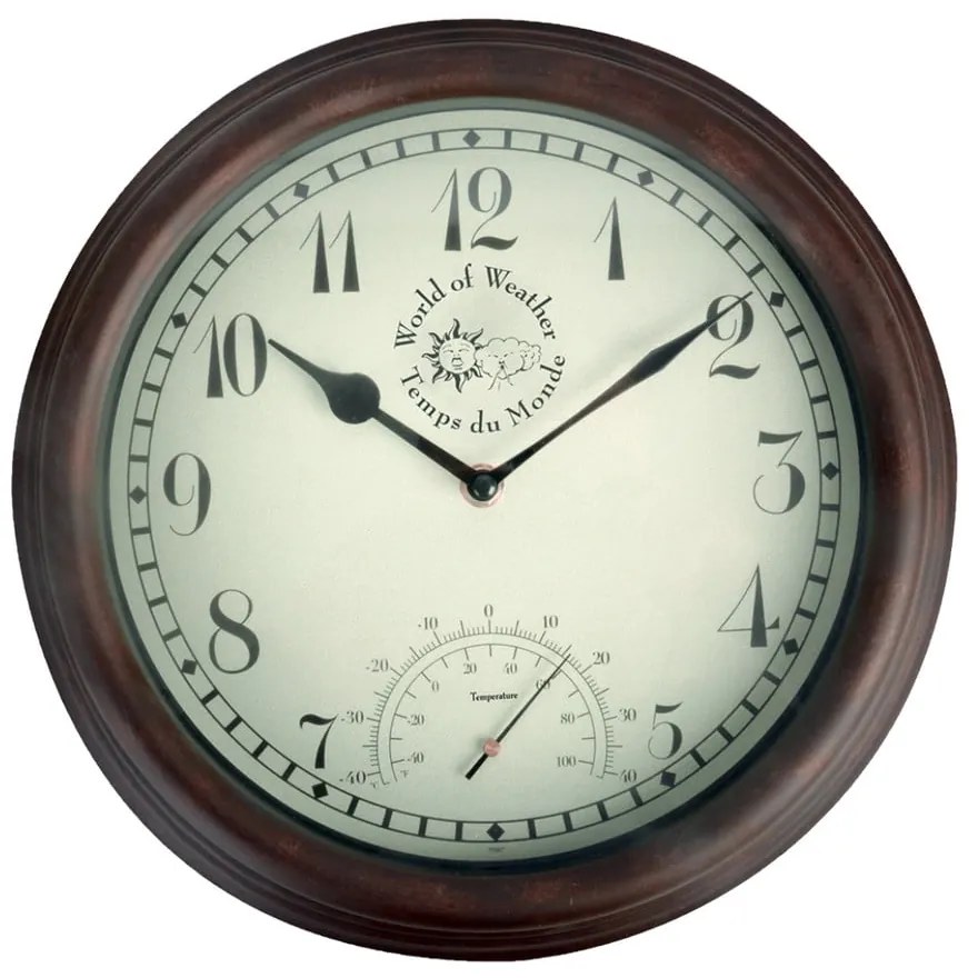 Vonkajšie nástenné hodiny s teplomerom Esschert Design Time