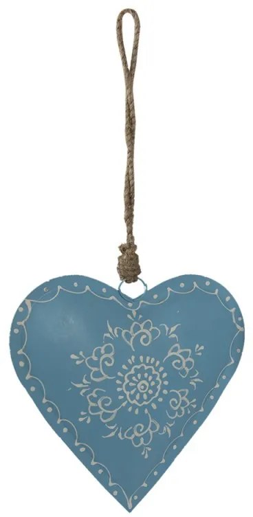 Modré závesné kovové srdce so zdovením Heartic - 18*5*18 cm