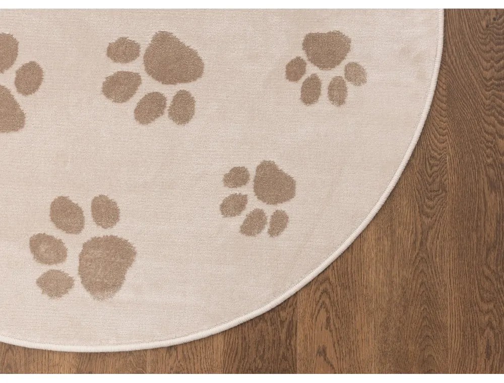 Béžový detský koberec ø100 cm Paws Light Beige – FD