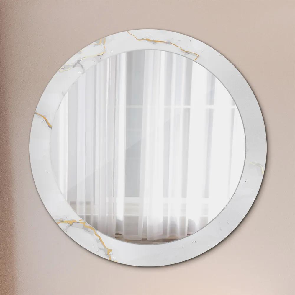 Okrúhle zrkadlo s potlačou Biely zlatý mramor fi 80 cm