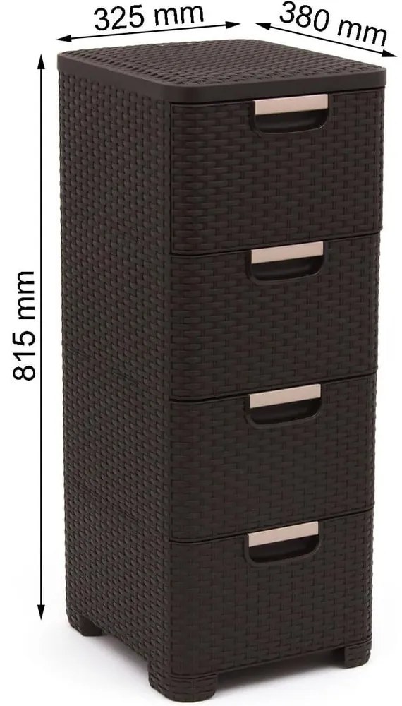 Tmavohnedá plastová vysoká kúpeľňová skrinka 33x79 cm Rattan – Curver
