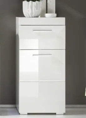 Kúpeľňová stojacia skrinka Amanda 802, lesklá biela%