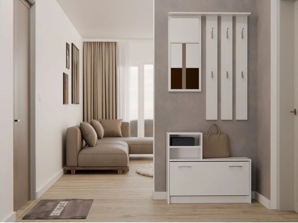 Predsieňová zostava Vayan 1 (biela) (so zrkadlom). Akcia -20%. Vlastná spoľahlivá doprava až k Vám domov. 1132525