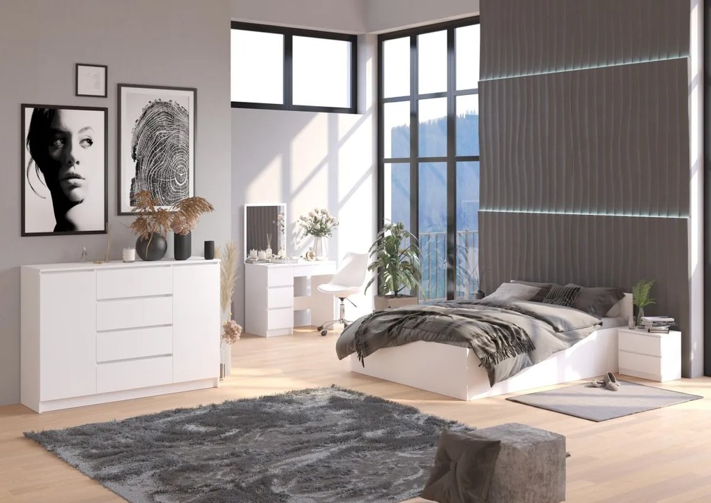 Posteľ CLP 160x200 cm dvojlôžko s roštom biela