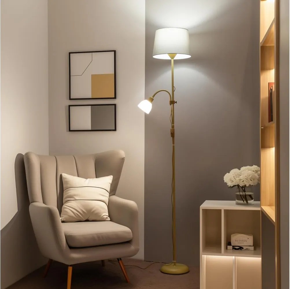 BRILAGI - Stojacia lampa CERIA 1xE27/100W/230V + 1xE14/25W zlatá/šedá