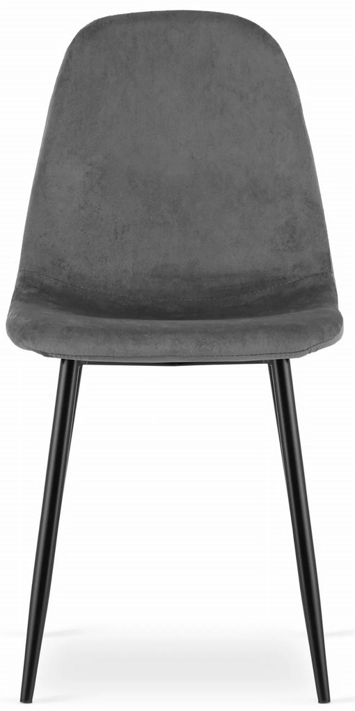 AKCIA Tmavosivá zamatová stolička COMO s čiernymi nohami II. akosť