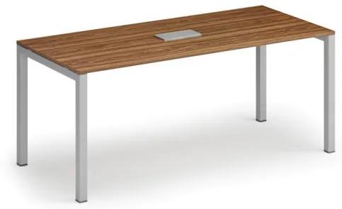 Stôl SQUARE 1800 x 800 x 750, orech + stolová zásuvka TYP III, strieborná