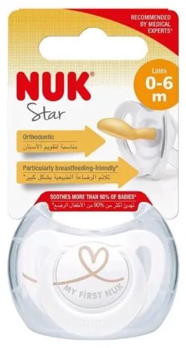 NUK Dojčenský latexový cumlík NUK Star 0-6 m srdce