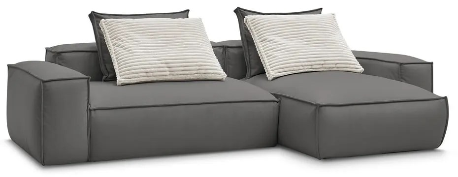 Sivá rohová pohovka z imitácie kože Boheme – Bobochic Paris