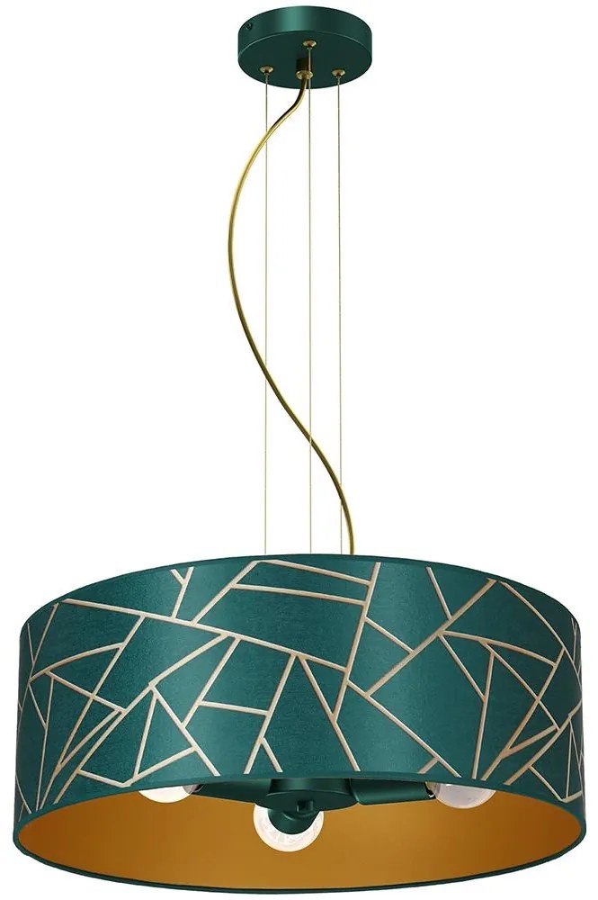 Luster na lanku ZIGGY 3xE27/60W/230V zelená/zlatá