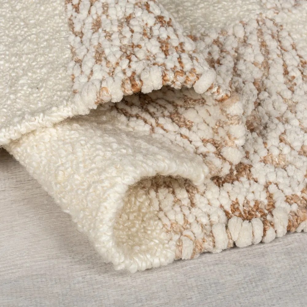 Krémový/v prírodnej farbe ručne tkaný koberec s prímesou vlny 200x300 cm Eric Checkboard – Flair Rugs
