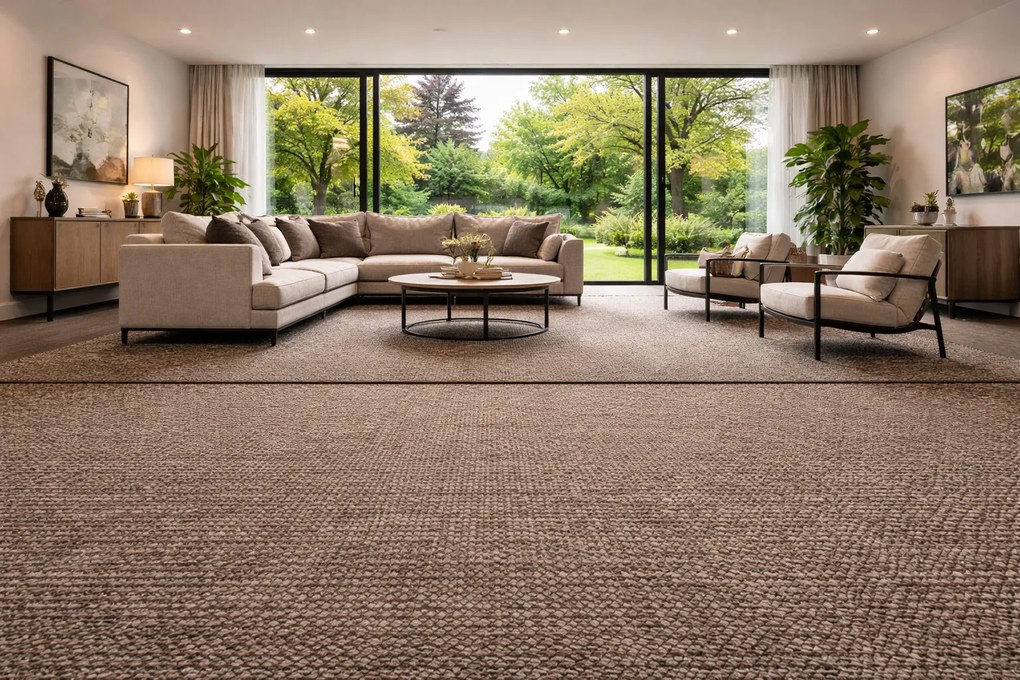 Koberec metráž Manhattan 7657, na mieru, šíře 4m,5m, hnedá, ab (mriežka), filc, chodba / predsieň, ITC