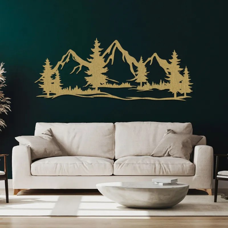 Drevený obraz na stenu mohutné hory a les | SENTOP PR0521