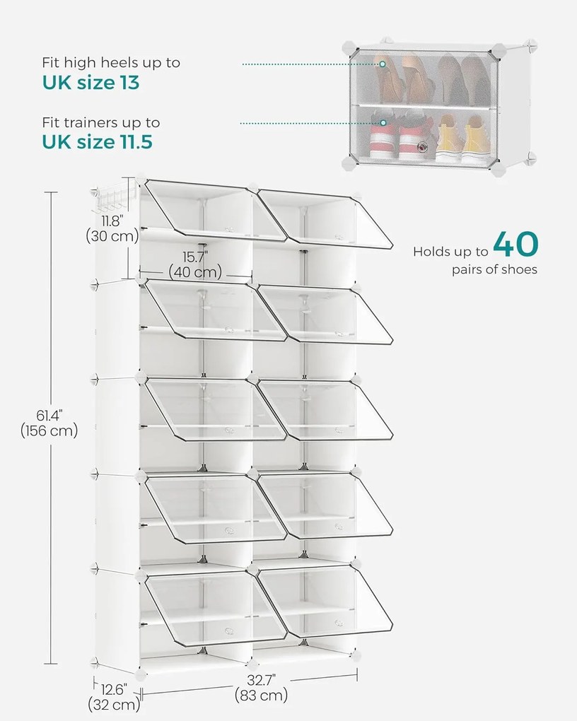 Skrinka na topánky v bielej farbe s možnosťou prepojenia