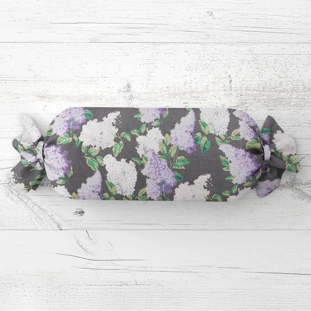 Biante Vankúš valec bonbon Sandra SA-384 Kvety orgovánu na sivom 15x40 cm