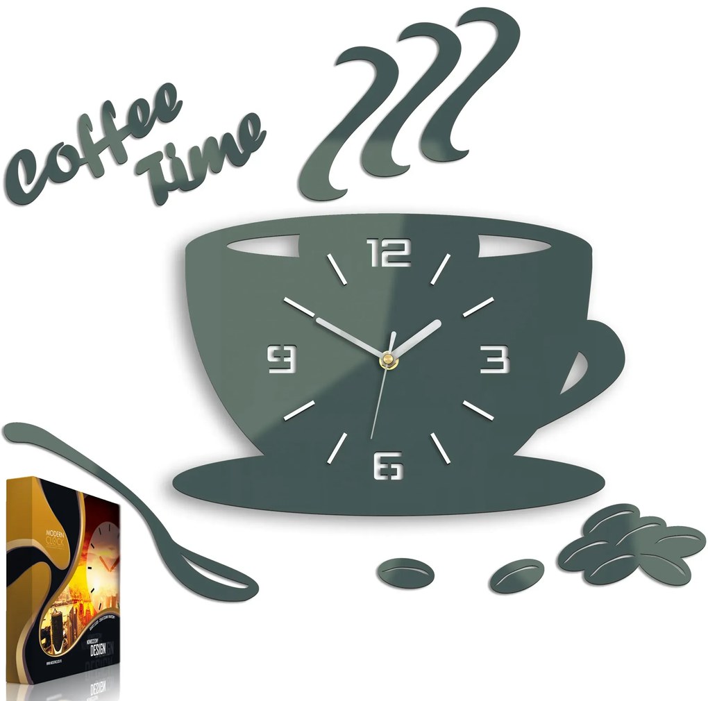 Nástenné hodiny Coffee šedé
