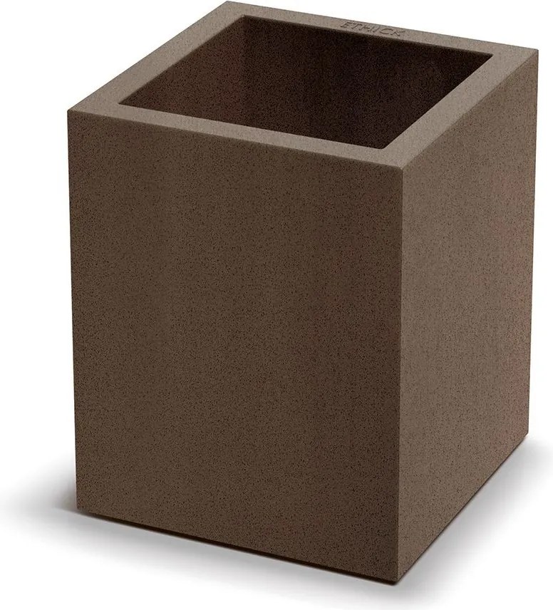 Plastový květináč CUBLASO SQUARE MIDL 29 cm hnědý