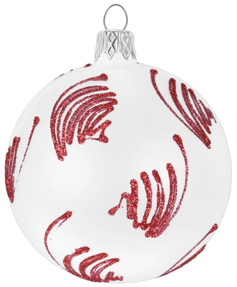 Súprava 3 bielych sklenených vianočných ozdôb Ego Dekor