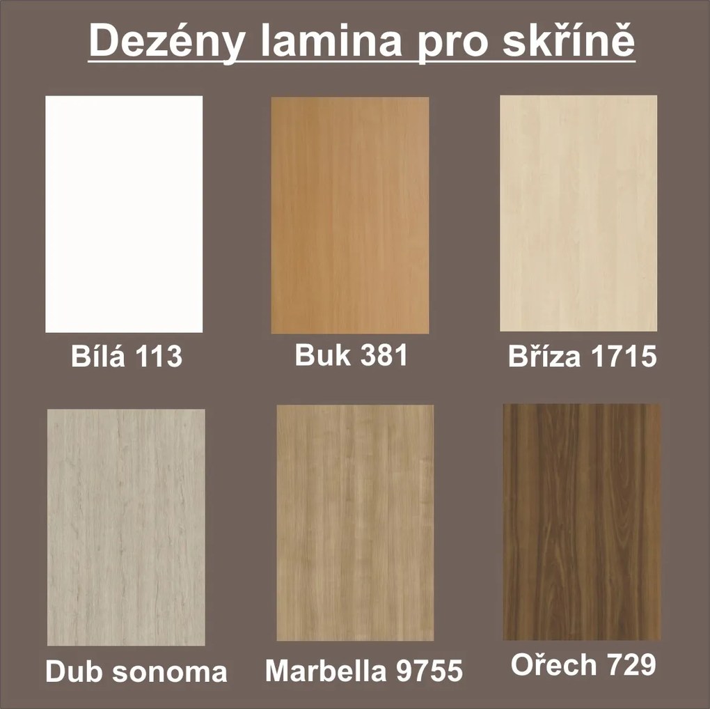 Šatníková skriňa do spálne 215x140 cm lamino: bílá