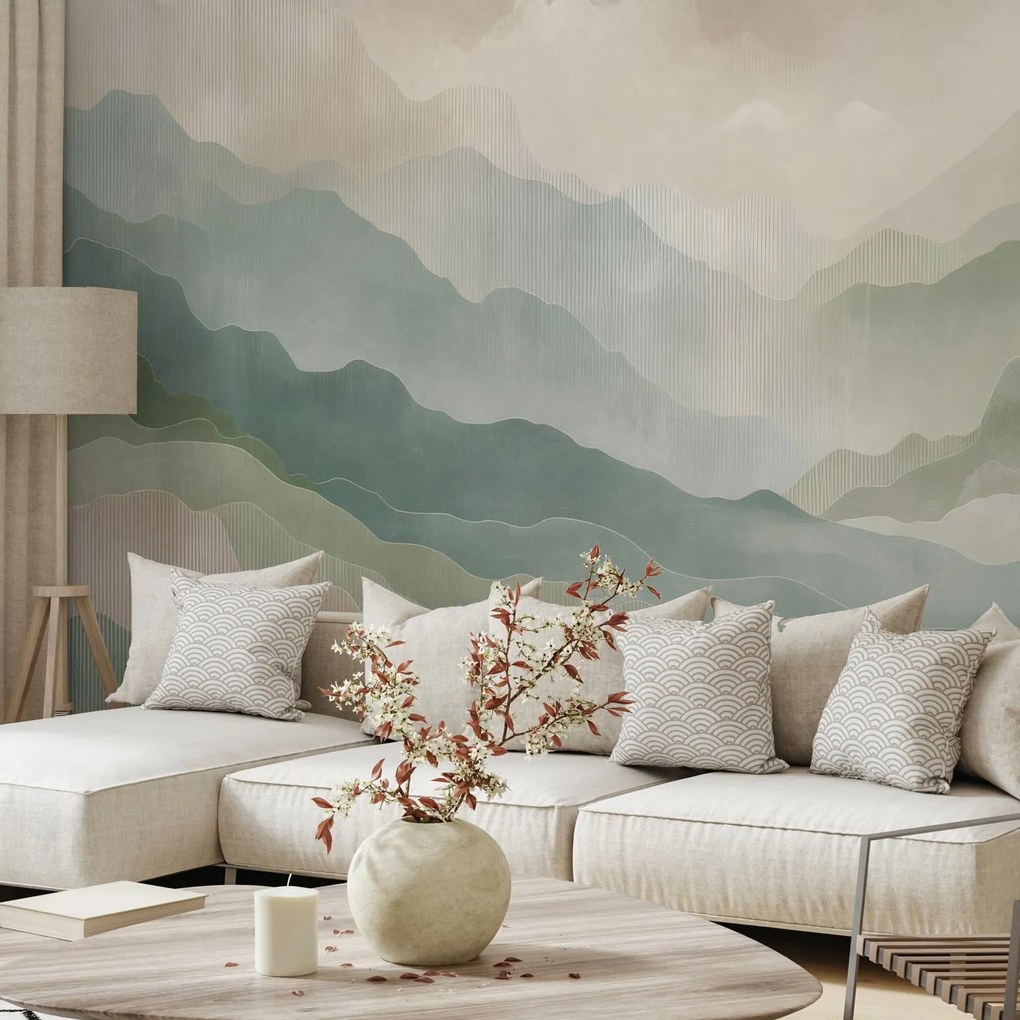 Fototapeta - Obrysy zelených hôr (147x102 cm)