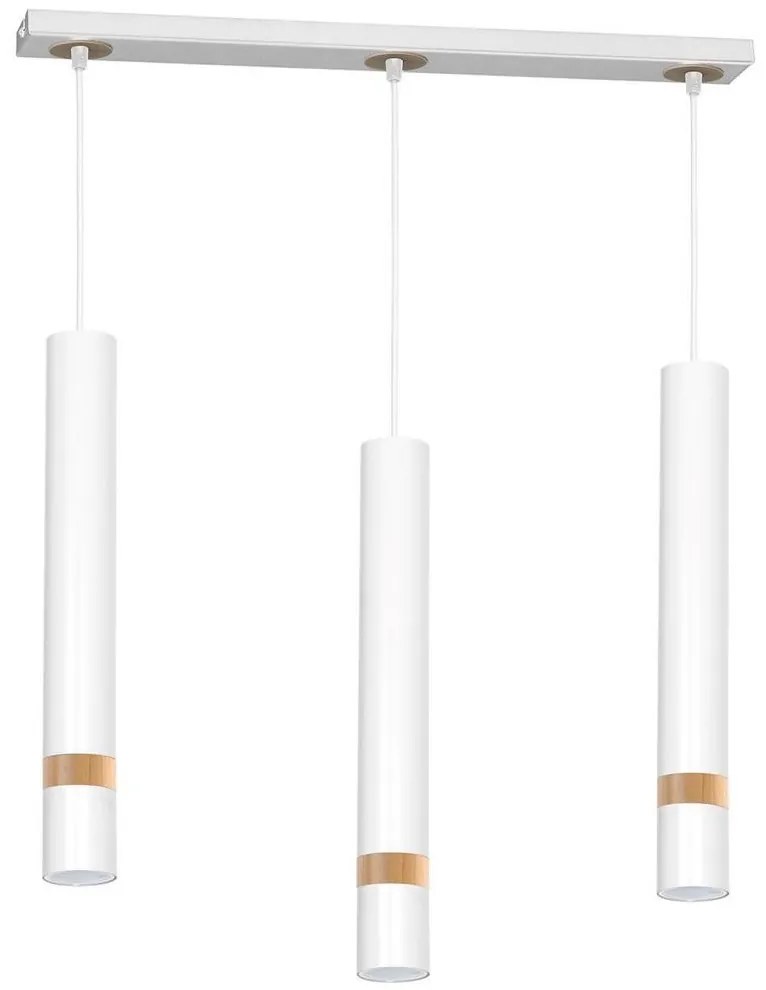 Luster na lanku JOKER WHITE WOOD 3xGU10/8W/230V