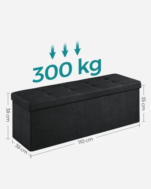Taburet s úložným priestorom OTTOMAN 110x38 cm, čierny