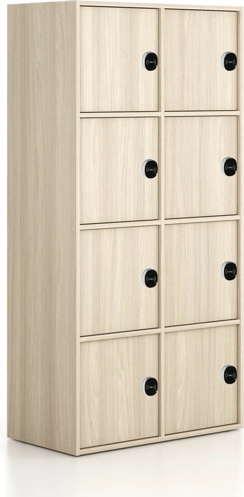 Kancelárska skriňa FRAME, 8x dvere, 872 x 450 x 1735 mm, RFID zámok, dub prírodný