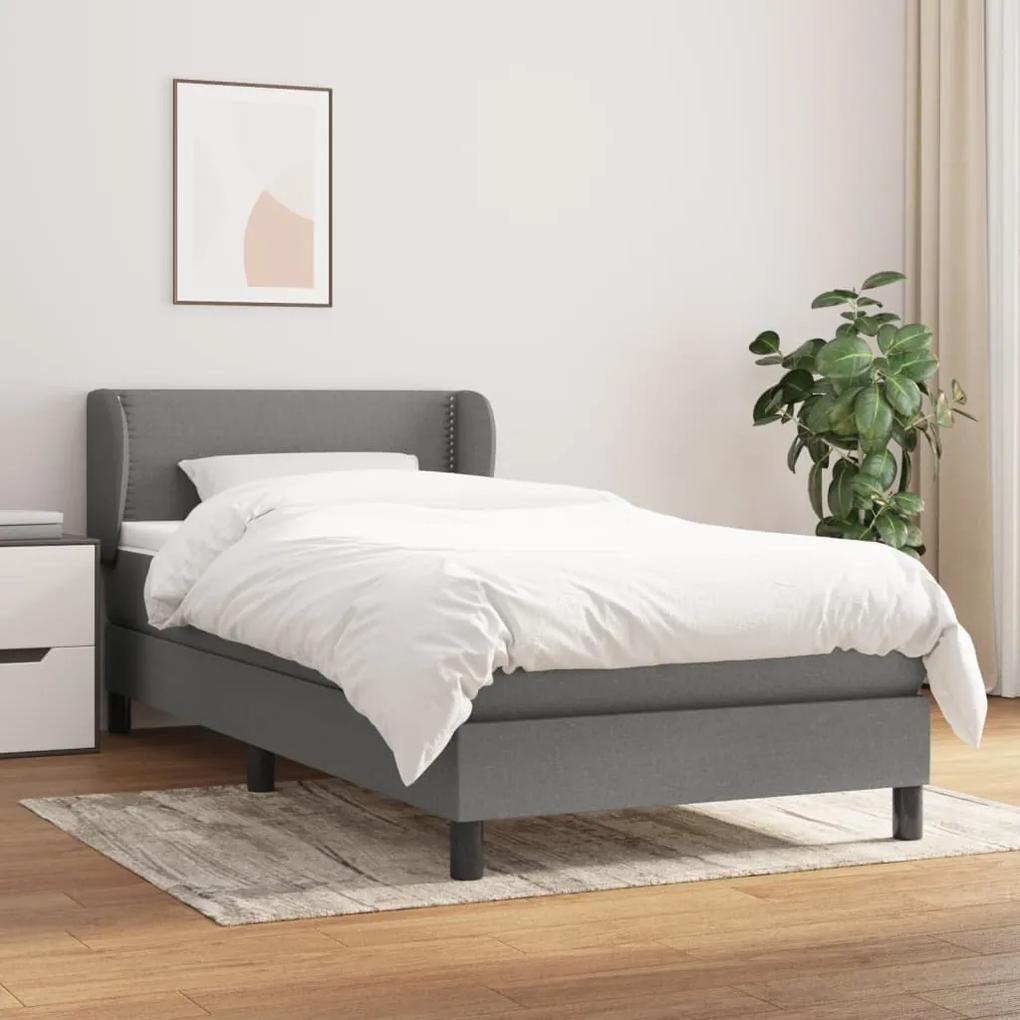 Boxspring posteľ s matracom tmavosivá 90x200 cm látka 3126134